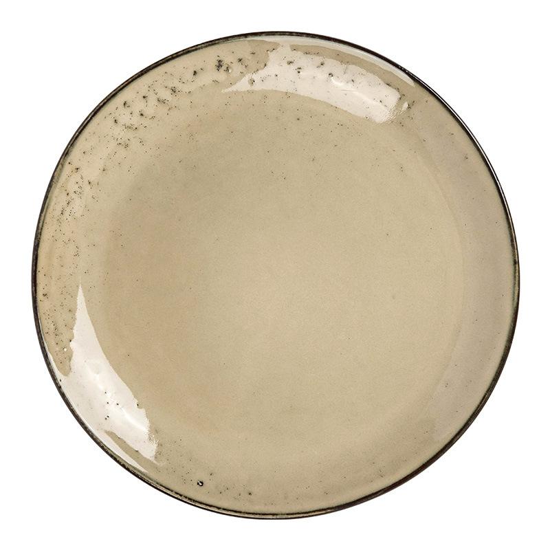 Retro Plate Ceramic Plate Dessert Plate Household Round Vegetable Plate Breakfast Plate Restaurant Tableware Plate
