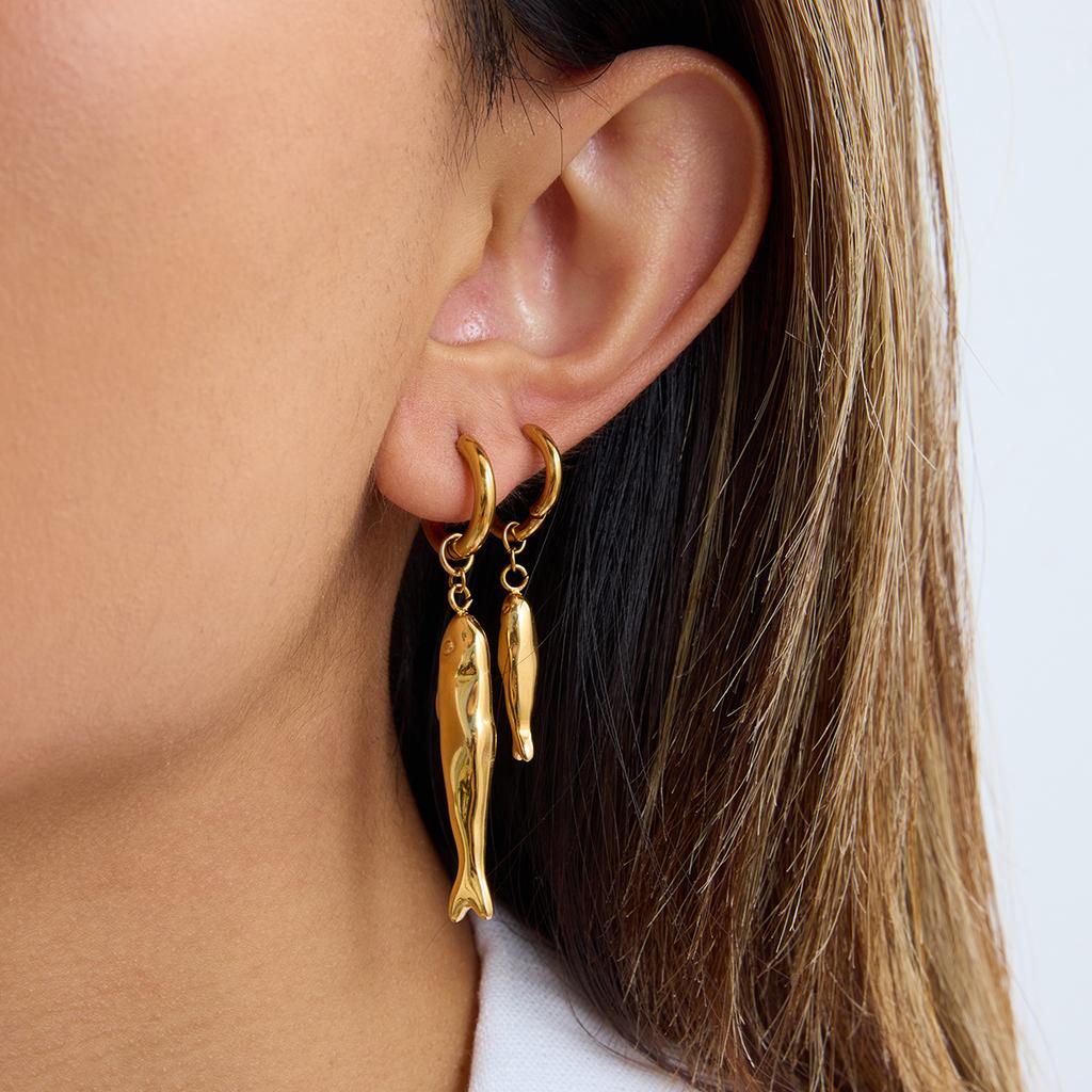 European and American stainless steel fish earrings earrings design sense niche stud earrings explosion