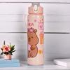700ml Capybara Cute Water Cup with Straw & Handle Travel Water Cup Large Capacity Kawaii Water Bottle for Boys Girls Daily Use
