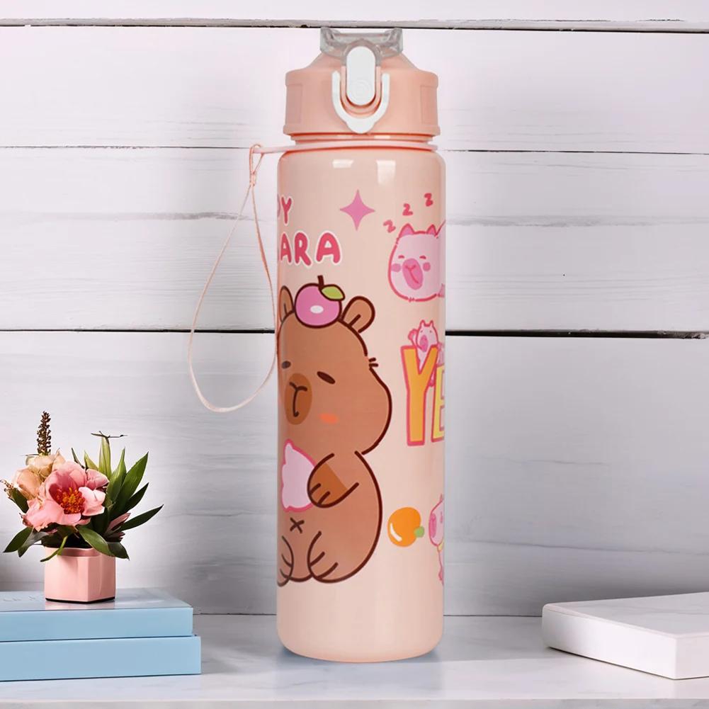 700ml Capybara Cute Water Cup with Straw & Handle Travel Water Cup Large Capacity Kawaii Water Bottle for Boys Girls Daily Use