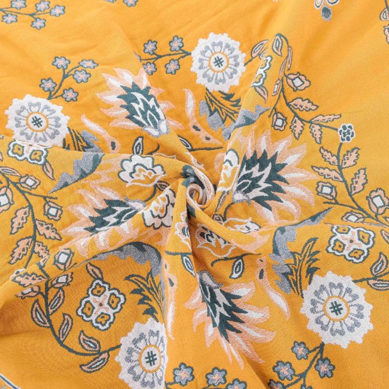 European Linen Sofa Throw with Floral Embroidery & Tassel Trim, Reversible Couch Cover Blanket for Living Room Decor - 110x210cm To 230x250cm