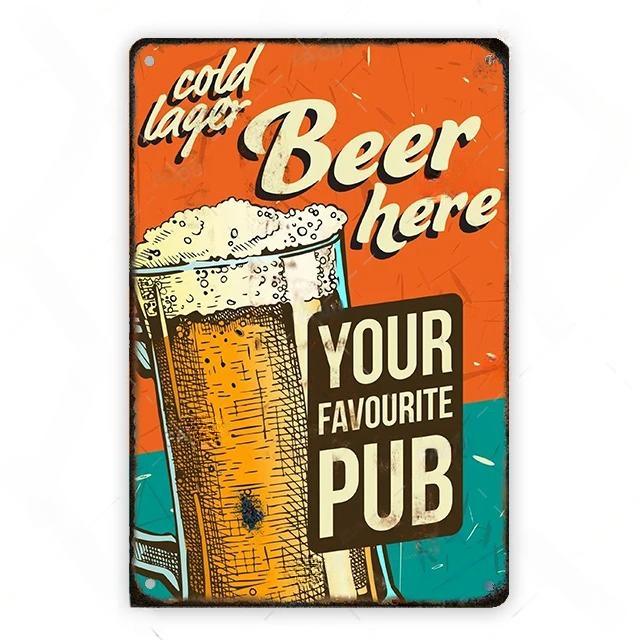 Cold Beer Posters Vintage Metal Tin Signs Drink Retro Bar Club Pub Restaurant Wall Art Decoration Plate