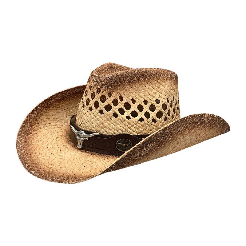 Western Men'S Outdoor Beach Hat Sun Hat Cowboy Straw Hat Women'S Big Eaves Sun Protection Adult