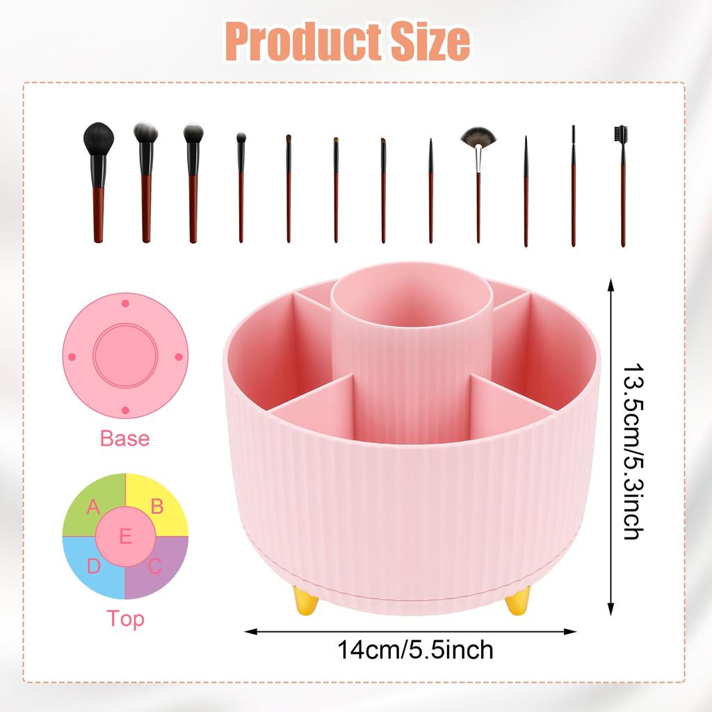 Kosmetik-Organizer mit 360°-Drehung – Make-up-Pinselhalter mit 5 Fächern für elegante Aufbewahrung