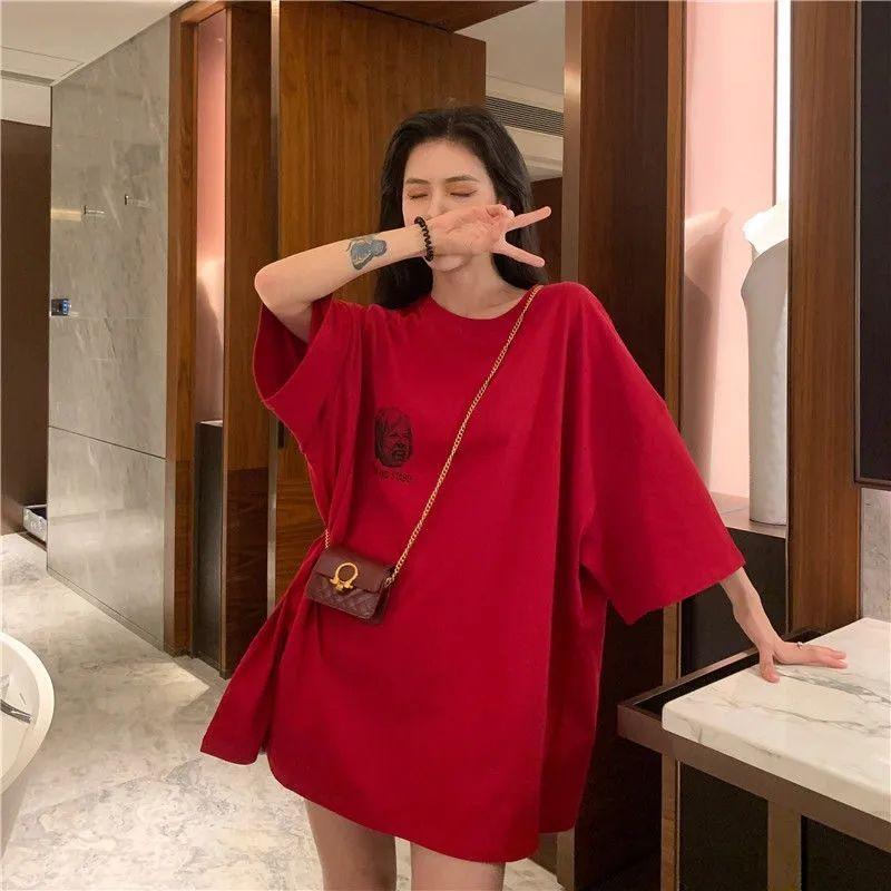 Plus Size Ladies O-neck Tops Casual Pullovers Oversized Summer Short Sleeve Women's Clothing Loose Solid Color T-Shirts