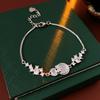 Elegant Zircon Butterfly Knot Gourd Charm Bracelet Women Silver-Tone Copper Alloy Fashionable Minimalist Jewelry Accessory
