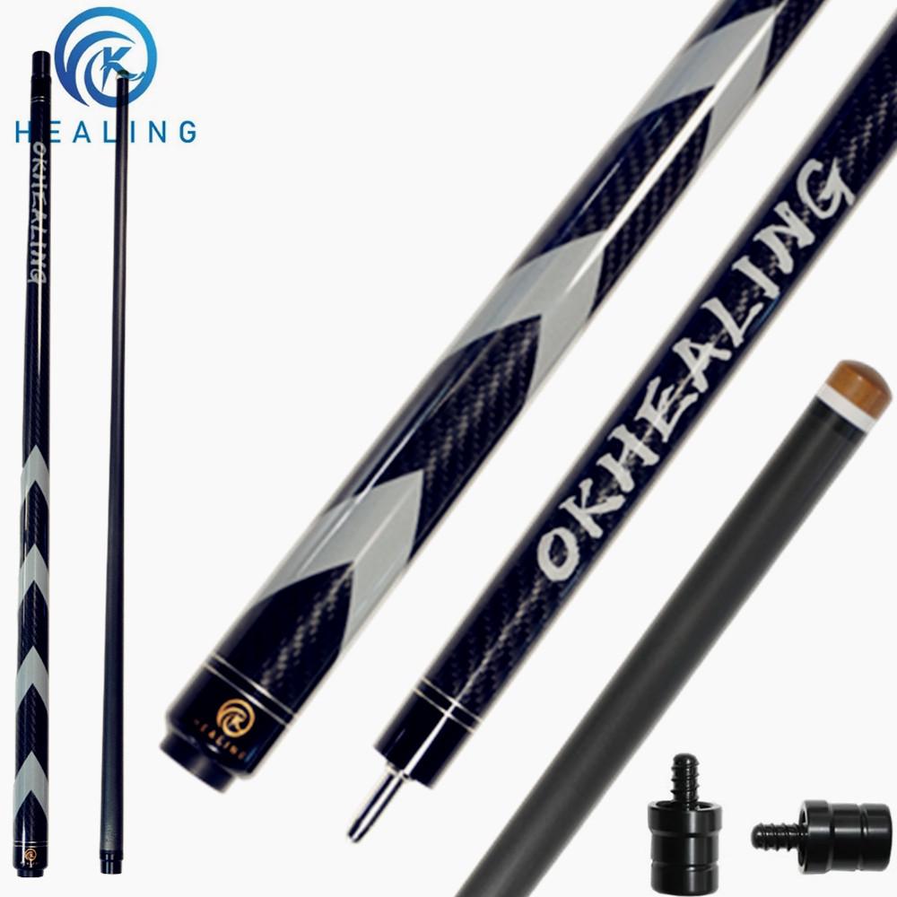 OKHEALING Carbon Fiber Pool Cue Stick Professional Cues (Black Technology Low Deflection Billiard Break Cue, 12.9mm, Uni-loc Joint 147cm) 12.9mm чёрный