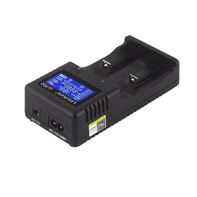 Dual-Slot Charger for 18650/26650 Lithium, AA/AAA Ni-MH, & 3.2V LiFePO4 Batteries