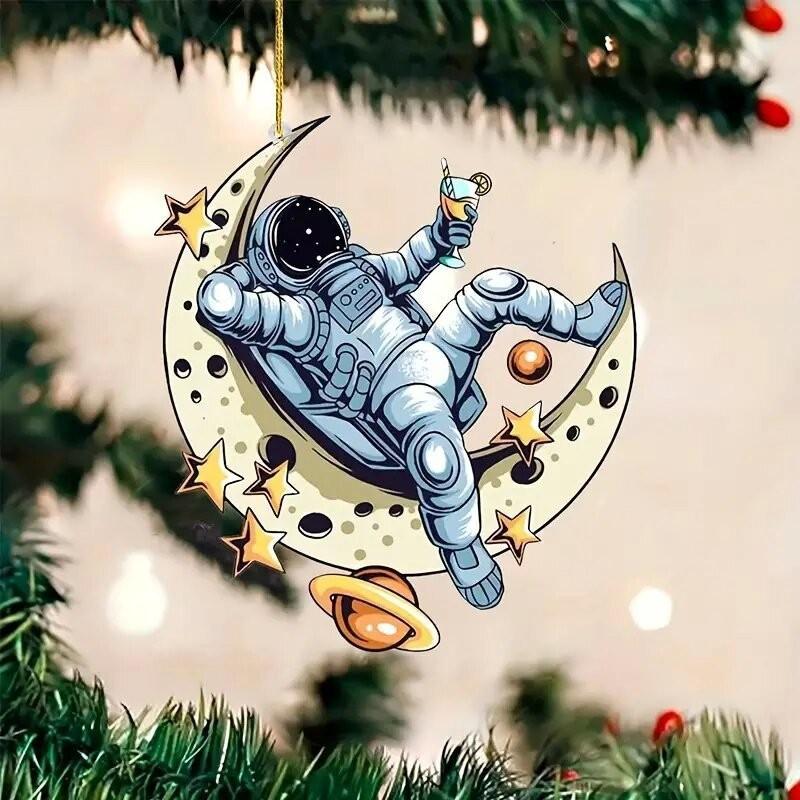 Cartoon Fun Astronaut Acrylic Pendant Unique Car Ornament For Vibrant Interior Accents