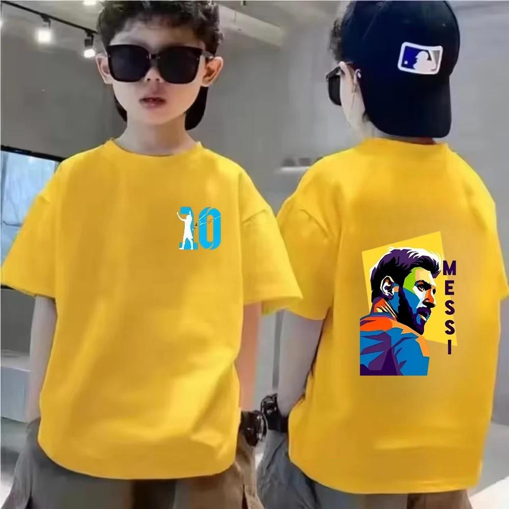 Sommer Kinder T-Shirt Kurzarm Messi Doppelseitiger Druck Lässig Mode Sport T-Shirt Top Kind Y2k Junge Mädchen Kleidung