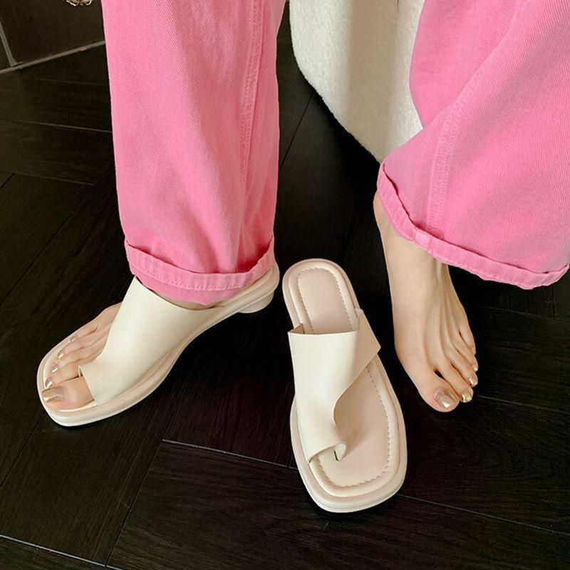 Slack! Korean version of the set of toe cool slippers for women to wear simple casual low-heeled half slippers New in summer 2025