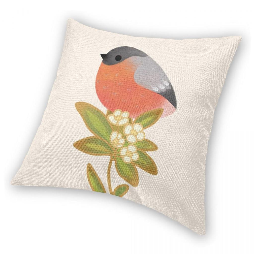 Eurasian Bullfinch Square Pillowcase Polyester Linen Velvet Printed Zip Decorative Pillow Case Bed Cushion Cover