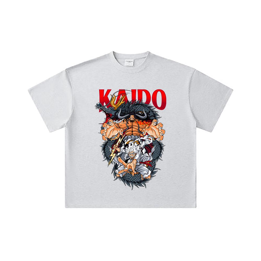 260 GSM Double Yarn 32 Count 100% Cotton One Piece V29 Kaido Print Unisex Heavy Cotton T Shirt