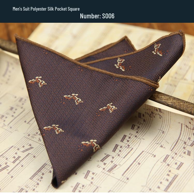 Men's Coffee Floral Pocket Square - Tuxedo Accessory with Small Pattern