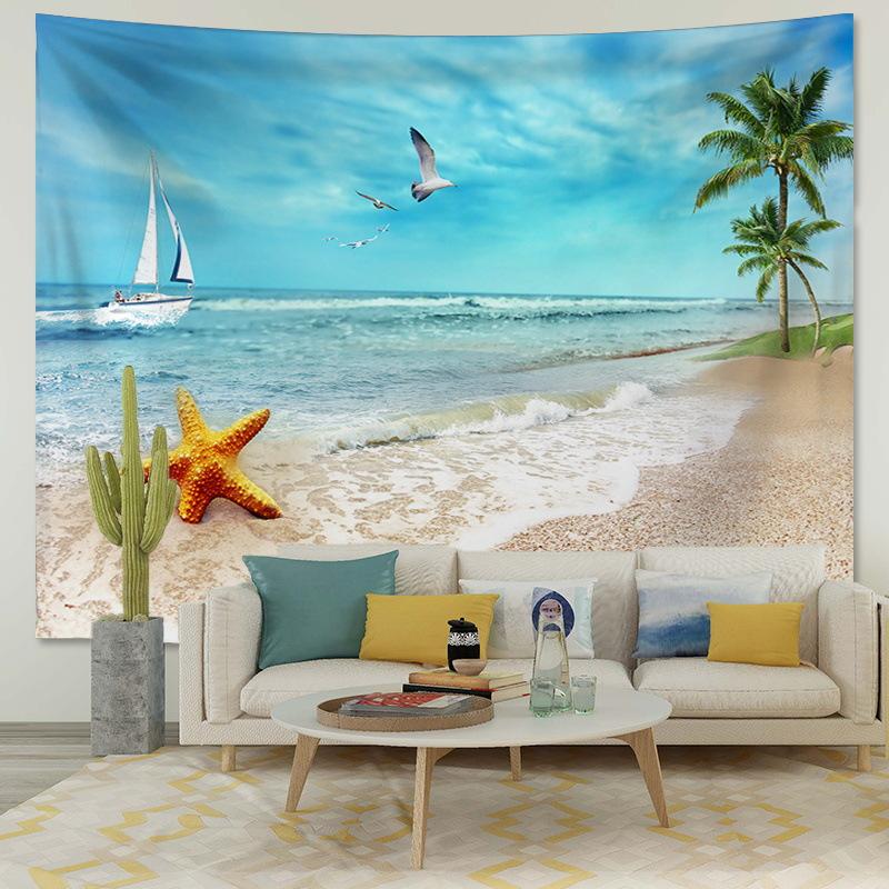 Scenic landscape background fabric digitalprinted polyester tapestries living rooms bedrooms macrame wall hanging room decor