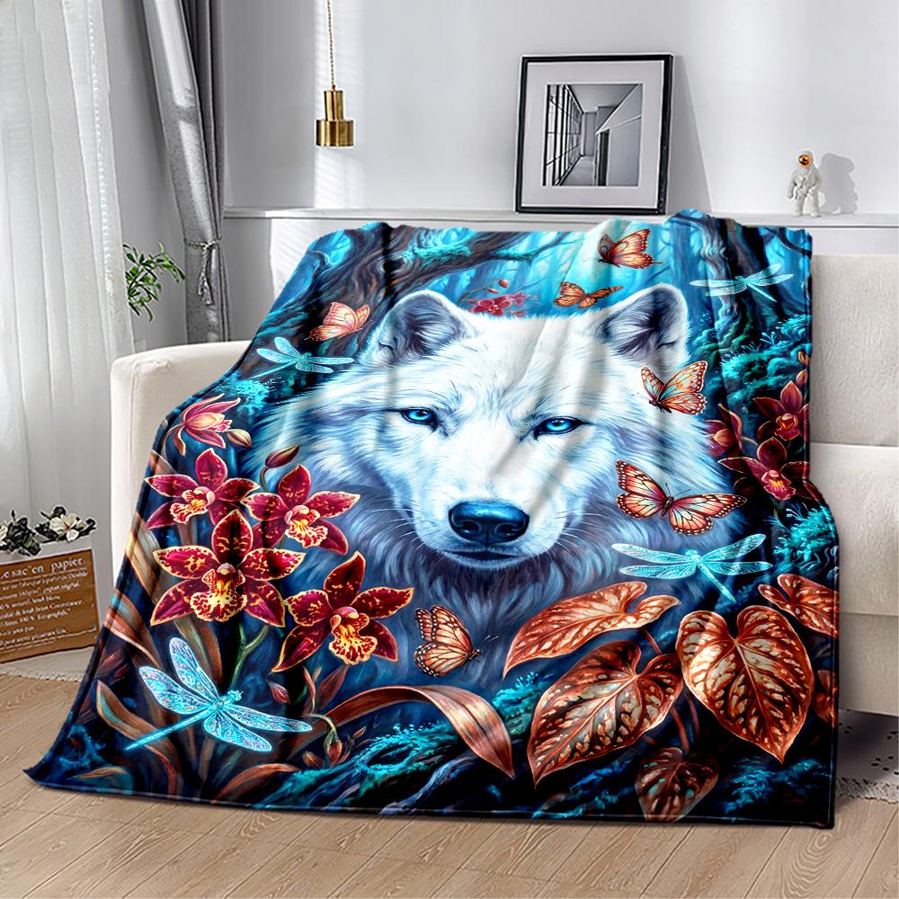 Wolf Moon Reflection Blanket,Suitable for sofas, offices, travel, living rooms, Gifts to relatives and friends, Blanket,Suitable for all seasons.