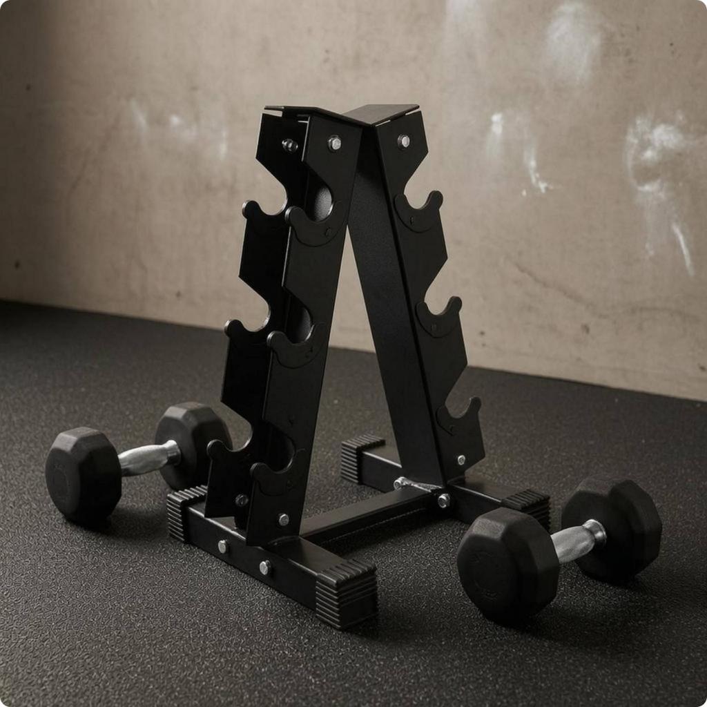 Triangular Dumbbell Rack Angled Side Fitness Storage Matte Finish for Gym