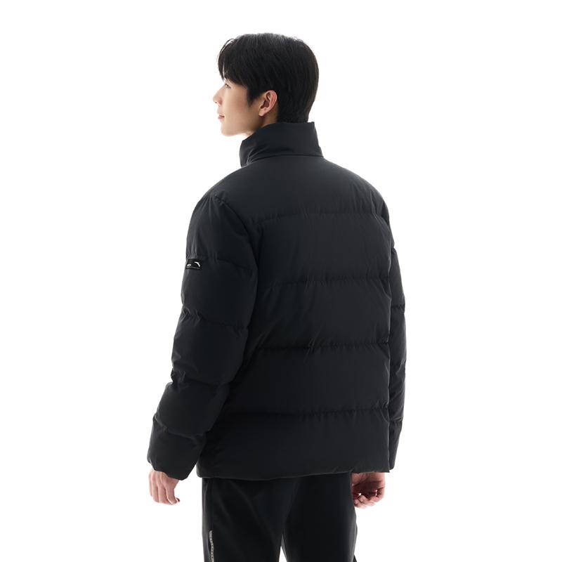 Anta Three-Layer Quick Warm Four-Defense Technology Waterproof Windproof Oil-Resistant Stand Collar Down Jacket Men Outerwear Basic-Black 952547928-1
