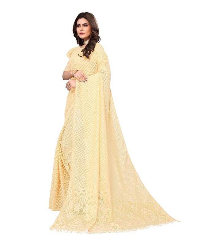 TreegoArt Fashion Women's Net Indian Party Wear Saree With Unstitched Blouse Piece - Pack Of 1