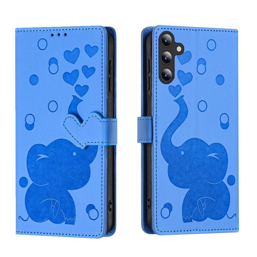 Cartoon Elephant Magnetic Cards Solt Wallet Flip Case For Samsung S25 Ultra S24 Plus S23 S22 A16 A26 A36 Stand Book Pocket Cover