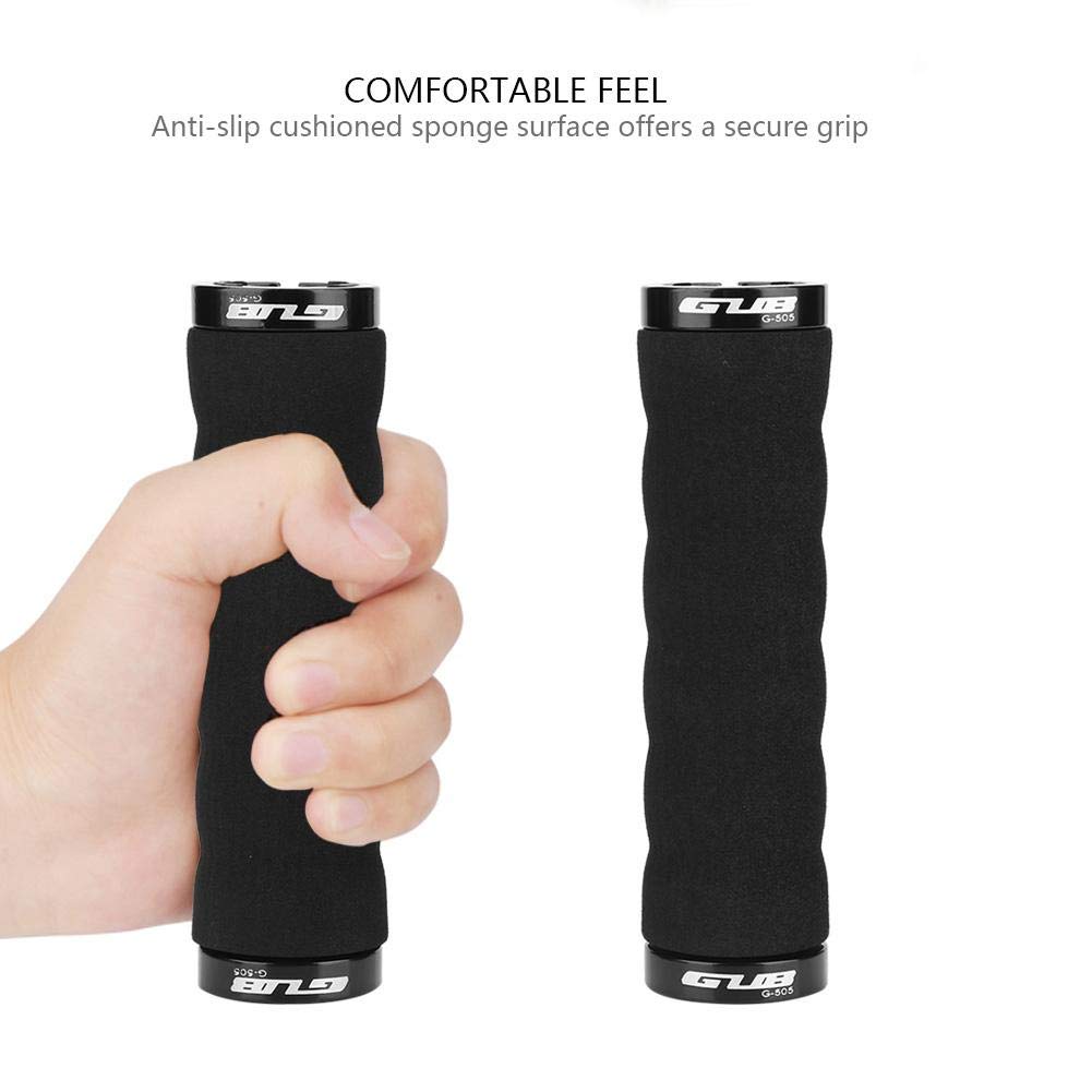 Bicycle Handlebar Sponge Handlebar Lock Grips for Mountain Road and 2 Colors Grips, Anti-Slip Bikes, Bikes, Cycling, (Black)