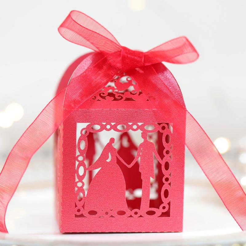 Satın alın 10pcs DIY Wedding Gift Box for Bride and Groom Candy Box