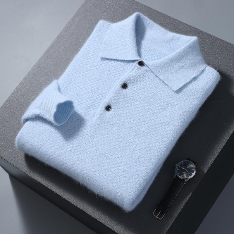 Autumn And Winter Ready-To-Wear Polo Shirts, Men'S Casual Mink Knit Shirt Collar Sweater, Factory Release