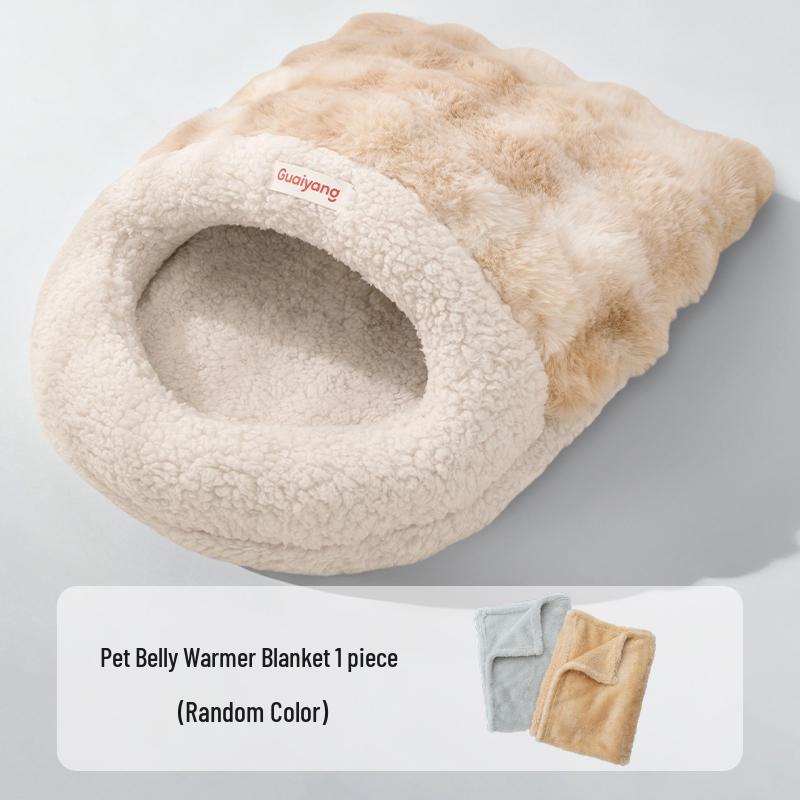 Cozy Semi-Enclosed Cat & Dog Sleeping Bag Bed - Winter & All-Season Use