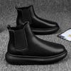 Vintage Mens Winter Chelsea Boots Hightop Leather Boots Autumn Men's Hightcut Walking Casual Platform Bootie