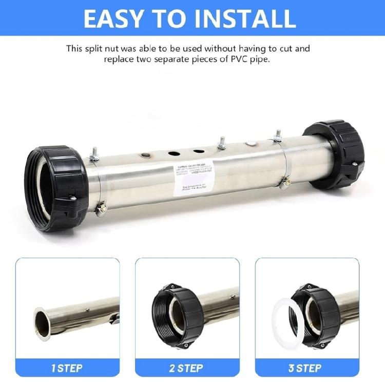 Heaters Pipe Split Nut Replacements For Spa Systems Universals Fitments Includes Fastening Hardware and Watertight Washer