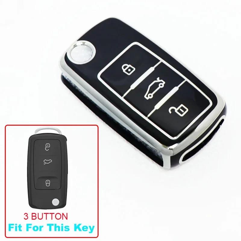 Módní obal na klíč od auta Plný kryt TPU Pro Volkswagen Pro VW Bora Polo Tiguan Jetta Passat B5 B6 B7 Golf Beetle pro Škoda Octavia