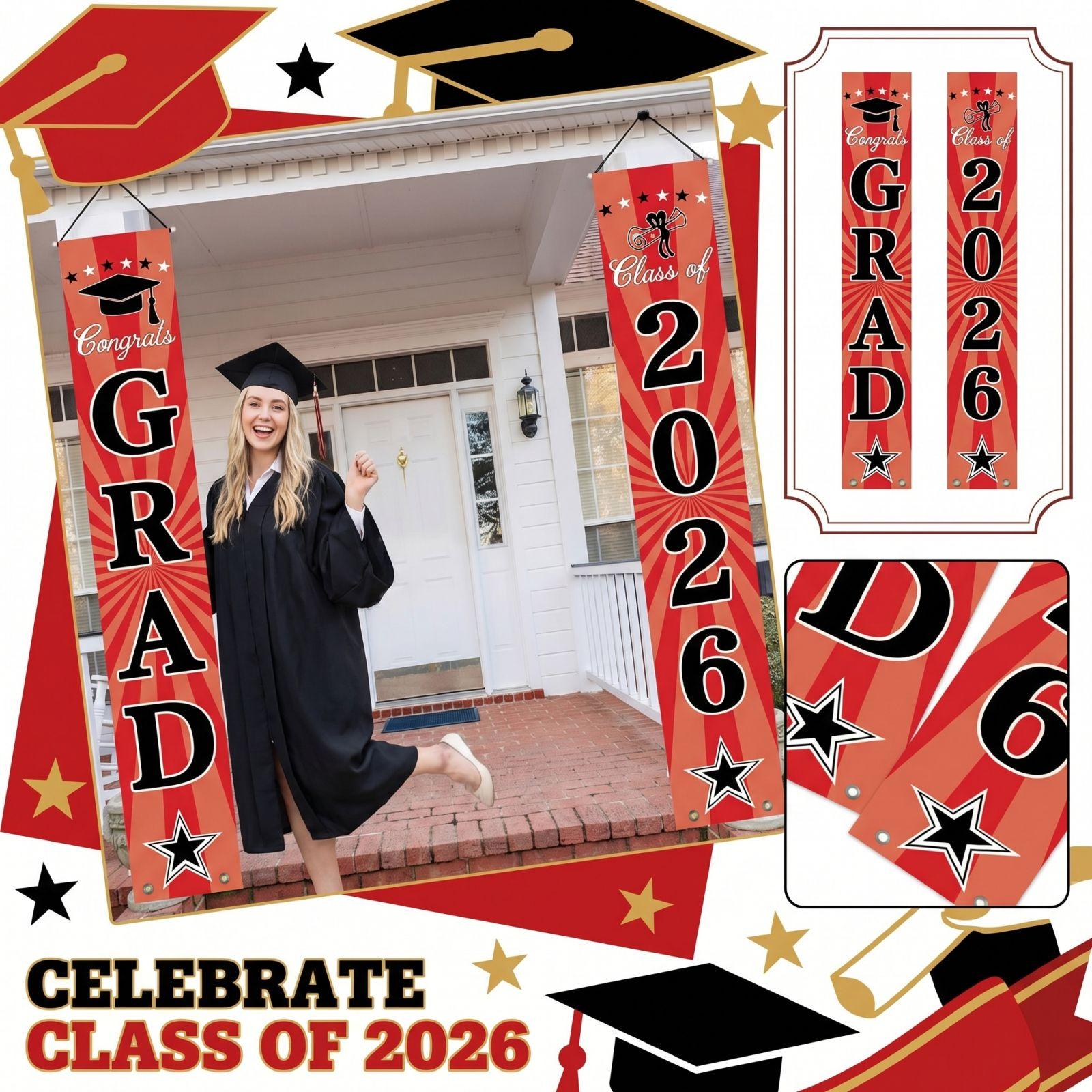 

Украшение для выпускного класса Флаг на дверь Подвесной флаг Украшения для выпускной вечеринки one size