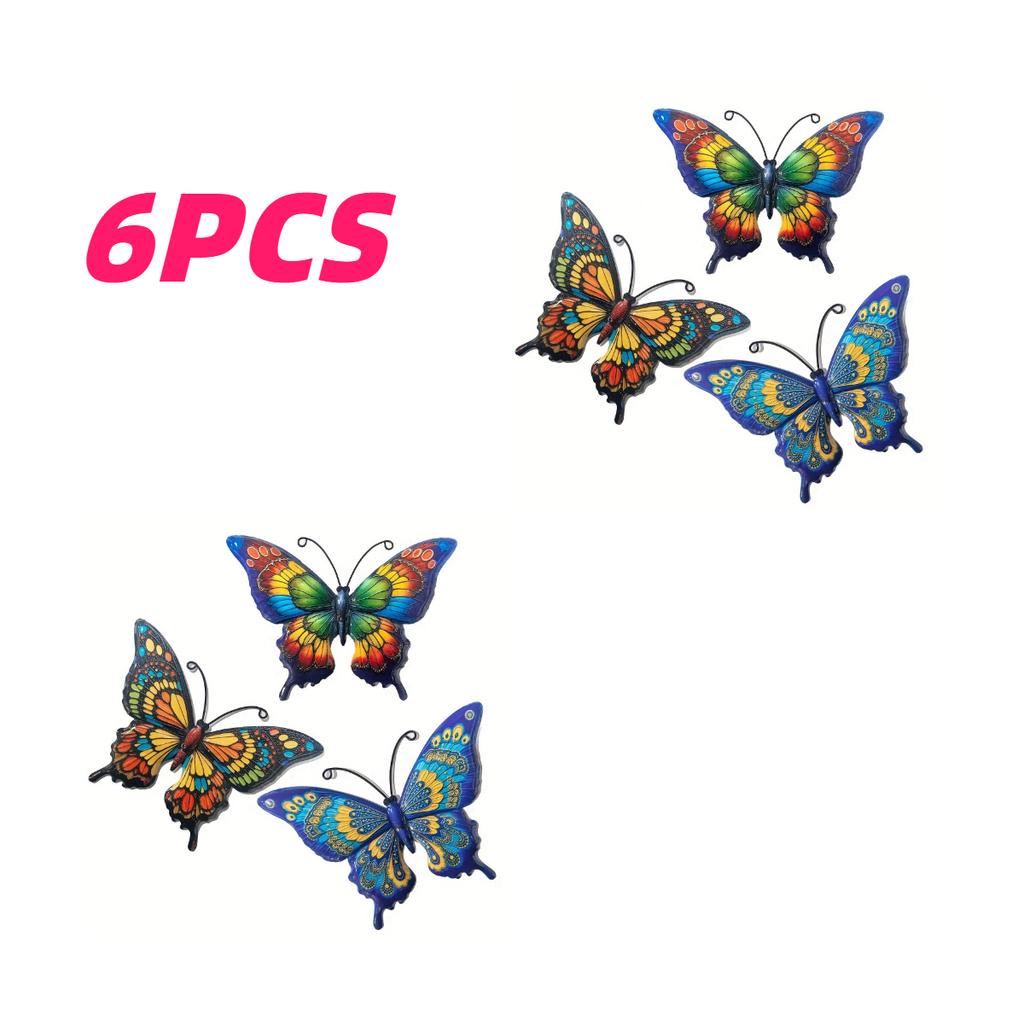 6pcs Metal Butterfly Iron Wall Art Decor Home Wall Decoration Garden Living Room Bedroom Kitchen Porch Wall Hanging Sculptures