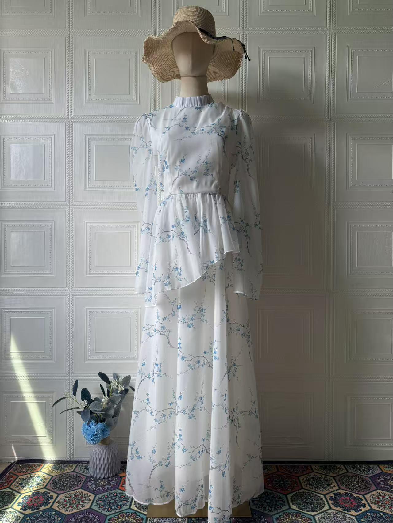 

Spring 2025 Elegant Long Sleeve Slimming Dress - Comfortable Design Small білий