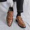 Men Printing Monks Loafers Shoes Wedding Party Shoes Casual Formal Business Leather Dress Prom Nightclub Shoes Plus Size