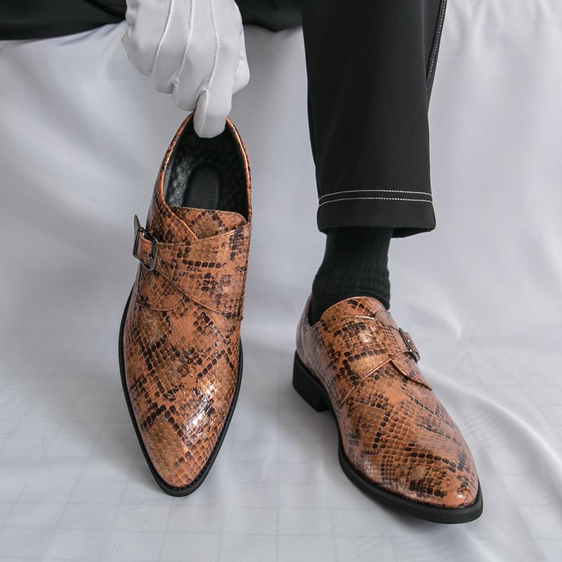 Men Printing Monks Loafers Shoes Wedding Party Shoes Casual Formal Business Leather Dress Prom Nightclub Shoes Plus Size