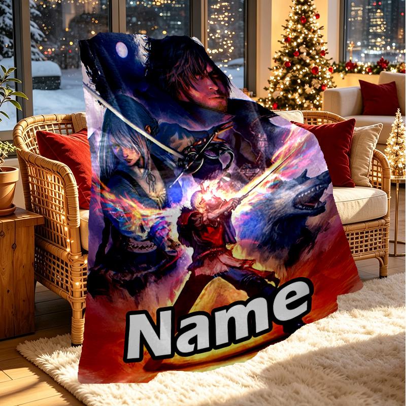 Custom Name Personalized Final Fantasy Print Blanket, Home Decor, Bedroom, Sofa, Camping, Couch, Gifts for Birthday ChristmasEnthusiasts
