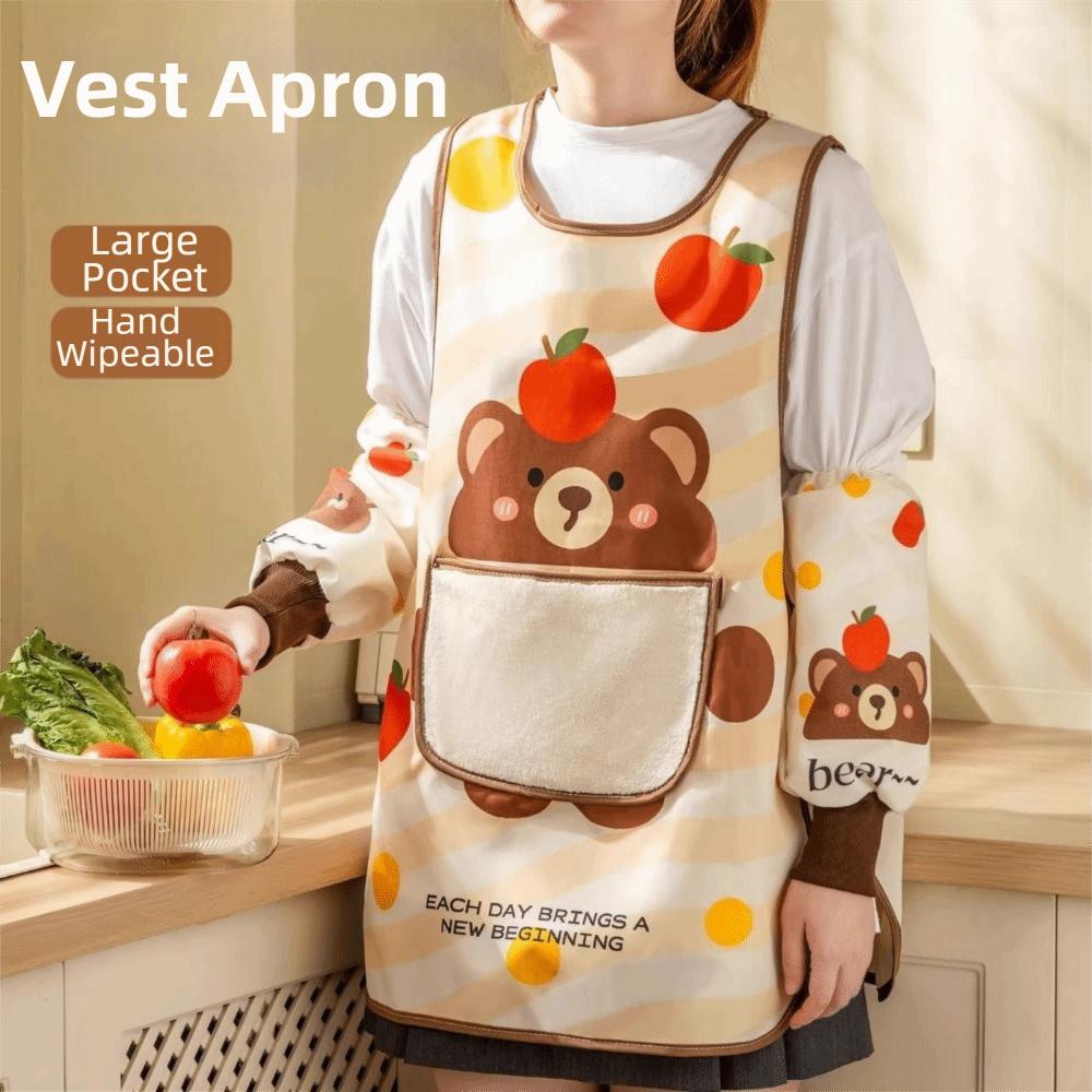 Waterproof Workwear Apron Breathable Kitchen Cooking Apron Washable Hands Baking Apron  Home Use