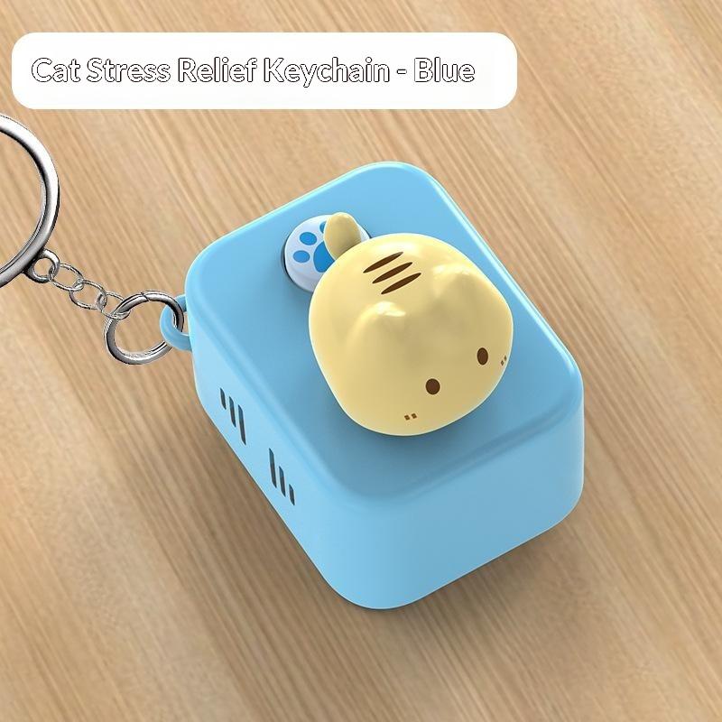 Cute Kawaii Cat Fidget Keychain Stress Relief Toy with Pressable Paw Playful Sound for Bag Decor Small Gifts