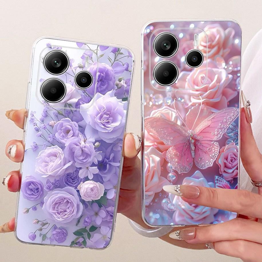 For Xiaomi Redmi Note 14 4G Case New Fashion Flower Bowknot Soft Slim Silicone Back Cover For Redmi Note 14S Note14 5G Protector