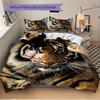 3pcs Tiger Print Bedding Set, Breathable And Soft, Suitable for All Seasons Machine Washable, Suitable for Bedroom Decoration,yy250822135