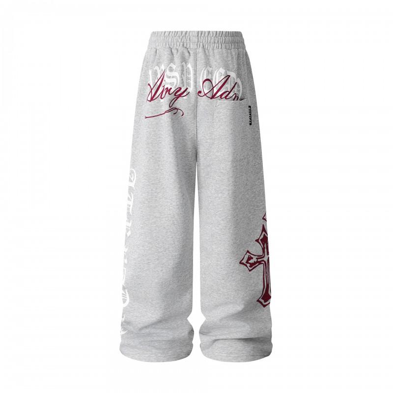 Magic Bear American Retro Cross Sweatpants Loose Straight Leg Casual Pants Teens