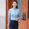 Women's Professional White Stand-up Collar Long Sleeve Uniform Shirt
