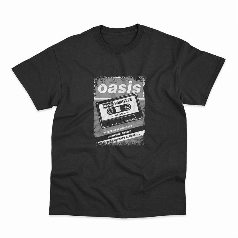 

New Oasis Band Rock American Retro Loose and Simple Daily Record Print Men s Short-sleeved T-shirt 4XL