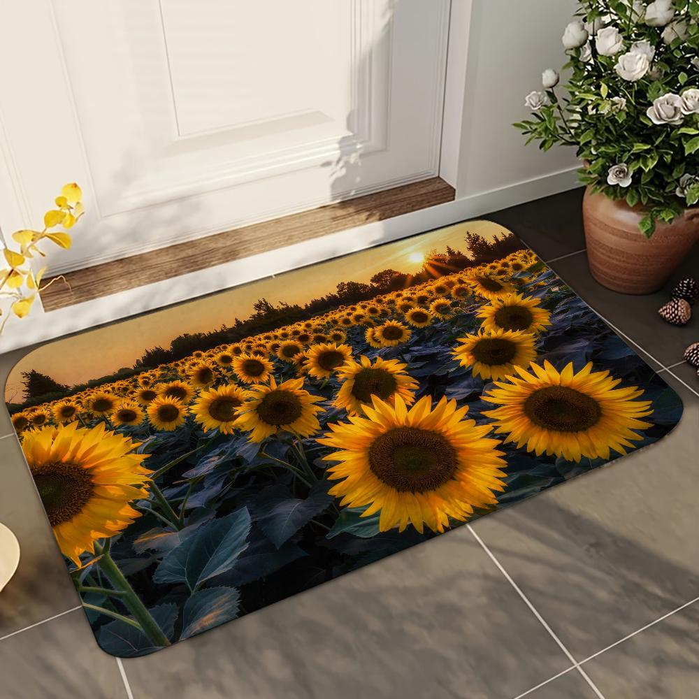1pc Sunflower Doormats Home Carpet Bathroom Absorbent Mats Anti-Slip Mats Home Decor Supplies Carpets Home Kitchen Floor Mats