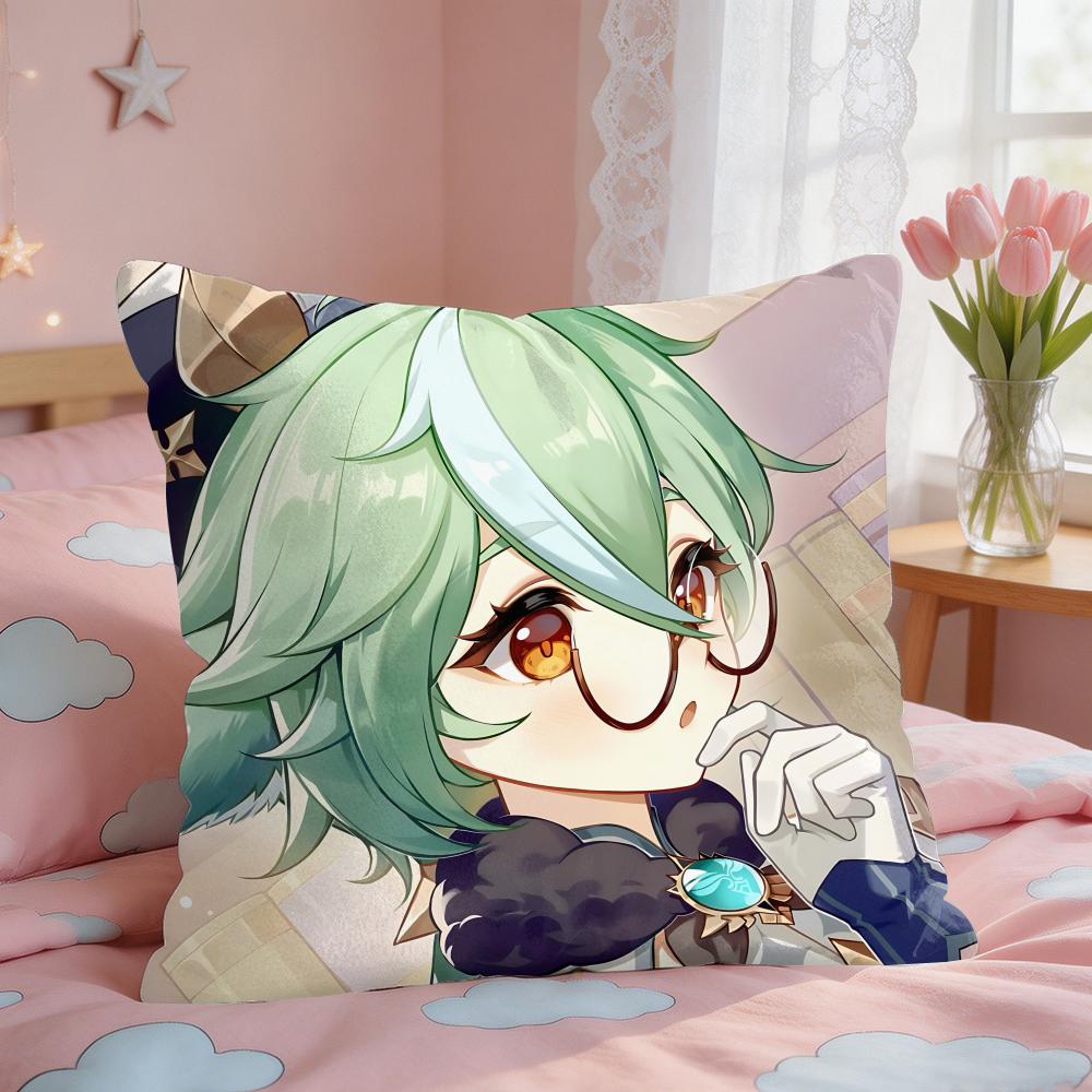 Sucrose Genshin Game Cushion Cover Short Plush Pillow Case Room Sofa Cushion Covers Home Decor Funda