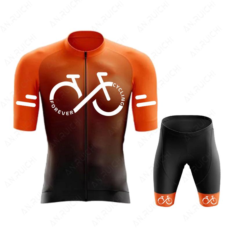 FOREVER CYCLING Series Cycling Jersey Set 2026 Summer Men's Short Sleeve Bicycle Cycling Clothing Gradient Color Mountain Bike Jersey Sportswear Suit