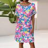 Women's Fashion Short Sleeve Dress With Pockets Floral Print Casual Beach Dress
