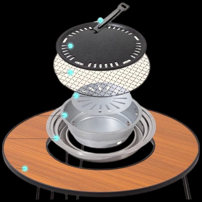 FTLY Outdoor Folding Round Table BBQ Set