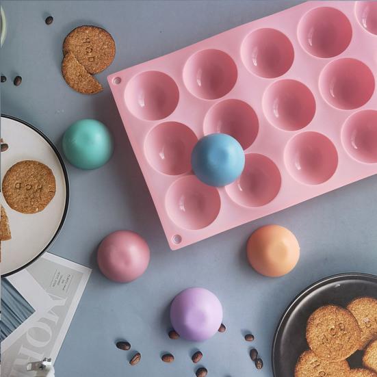 Silicone Chocolate Mold 15 Cavity Round Shape Baking Mold Non-Stick Freezer Mold Oven